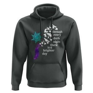 Suicide Prevention Awareness Hoodie Through Every Dark Night There Is A Brighter Day Semicolon Sun Feathers TS11 Dark Heather Print Your Wear