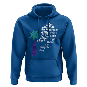 Suicide Prevention Awareness Hoodie Through Every Dark Night There Is A Brighter Day Semicolon Sun Feathers TS11 Royal Blue Print Your Wear