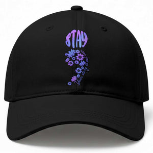 Suicide Prevention Awareness Baseball Cap Stay Your Story Is Not Over Semicolon Flower TS11 Print Your Wear