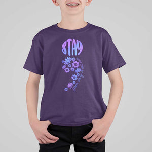 Suicide Prevention Awareness T Shirt For Kid Stay Your Story Is Not Over Semicolon Flower TS11 Purple Print Your Wear