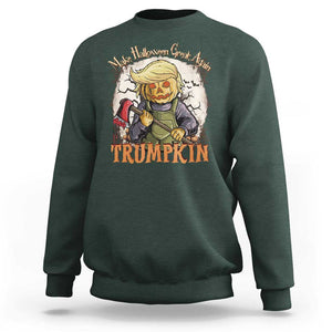 Funny Trump Sweatshirt Make Halloween Great Again Trumpkin TS11 Dark Forest Green Print Your Wear