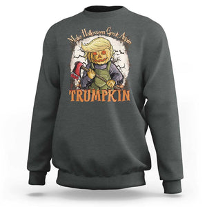 Funny Trump Sweatshirt Make Halloween Great Again Trumpkin TS11 Dark Heather Print Your Wear