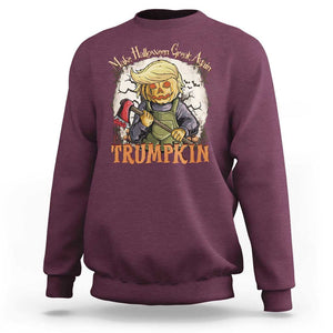 Funny Trump Sweatshirt Make Halloween Great Again Trumpkin TS11 Maroon Print Your Wear