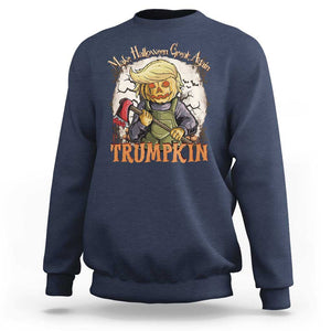 Funny Trump Sweatshirt Make Halloween Great Again Trumpkin TS11 Navy Print Your Wear