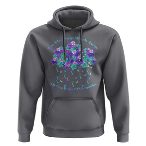 Suicide Prevention Awareness Hoodie Let The Rain Wash Away All The Pain Of Yesterday Flower Cloud Semicolon TS11 Charcoal Print Your Wear