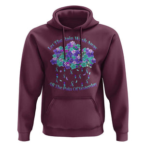 Suicide Prevention Awareness Hoodie Let The Rain Wash Away All The Pain Of Yesterday Flower Cloud Semicolon TS11 Maroon Print Your Wear