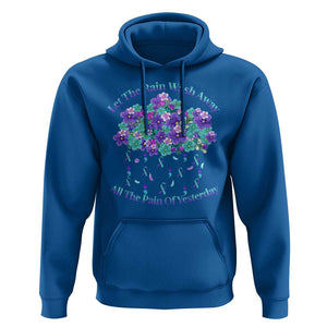 Suicide Prevention Awareness Hoodie Let The Rain Wash Away All The Pain Of Yesterday Flower Cloud Semicolon TS11 Royal Blue Print Your Wear