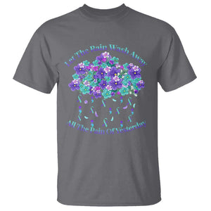 Suicide Prevention Awareness T Shirt Let The Rain Wash Away All The Pain Of Yesterday Flower Cloud Semicolon TS11 Charcoal Print Your Wear