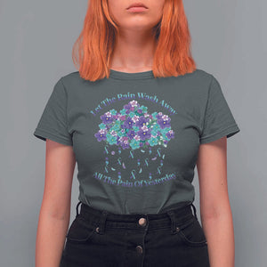 Suicide Prevention Awareness T Shirt For Women Let The Rain Wash Away All The Pain Of Yesterday Flower Cloud Semicolon TS11 Dark Heather Print Your Wear