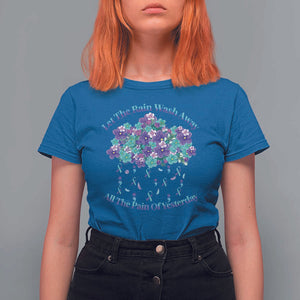 Suicide Prevention Awareness T Shirt For Women Let The Rain Wash Away All The Pain Of Yesterday Flower Cloud Semicolon TS11 Royal Blue Print Your Wear