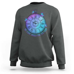 Suicide Prevention Awareness Sweatshirt No Story Should End Too Soon Butterfly Clock TS11 Dark Heather Print Your Wear