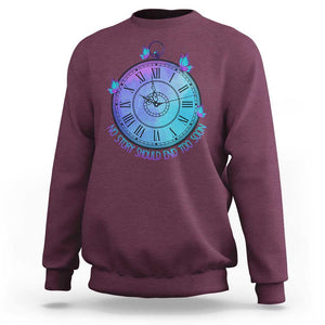 Suicide Prevention Awareness Sweatshirt No Story Should End Too Soon Butterfly Clock TS11 Maroon Print Your Wear