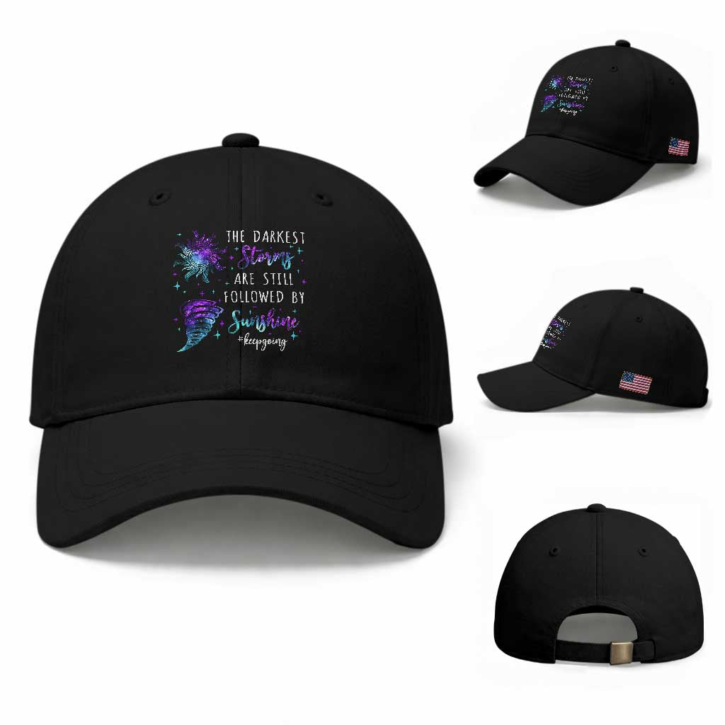 Suicide Prevention Awareness Baseball Cap The Darkest Storms Are Still Followed By Sunshine Keepgoing Semicolon TS11 Baseball Cap Universal Fit Black Print Your Wear