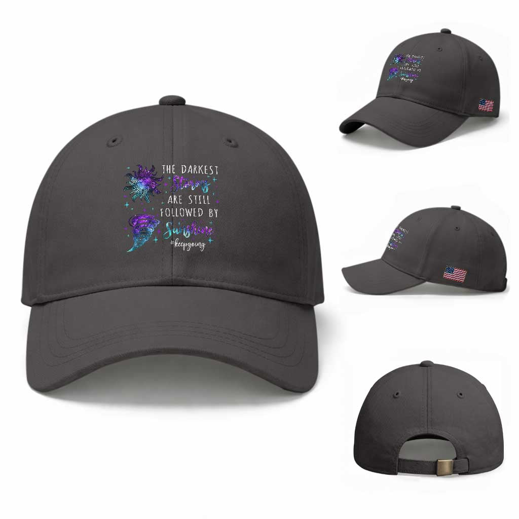 Suicide Prevention Awareness Baseball Cap The Darkest Storms Are Still Followed By Sunshine Keepgoing Semicolon TS11 Baseball Cap Universal Fit Dark Gray Print Your Wear