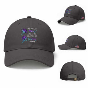 Suicide Prevention Awareness Baseball Cap The Darkest Storms Are Still Followed By Sunshine Keepgoing Semicolon TS11 Baseball Cap Universal Fit Dark Gray Print Your Wear
