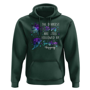 Suicide Prevention Awareness Hoodie The Darkest Storms Are Still Followed By Sunshine Keepgoing Semicolon TS11 Dark Forest Green Print Your Wear