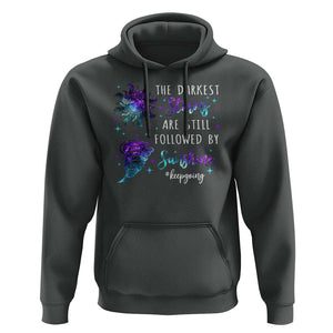 Suicide Prevention Awareness Hoodie The Darkest Storms Are Still Followed By Sunshine Keepgoing Semicolon TS11 Dark Heather Print Your Wear