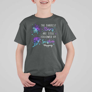 Suicide Prevention Awareness T Shirt For Kid The Darkest Storms Are Still Followed By Sunshine Keepgoing Semicolon TS11 Dark Heather Print Your Wear