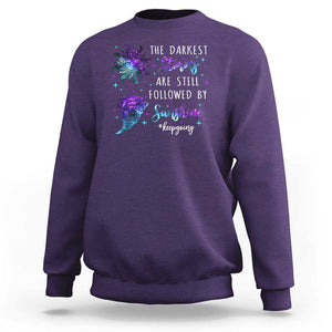 Suicide Prevention Awareness Sweatshirt The Darkest Storms Are Still Followed By Sunshine Keepgoing Semicolon TS11 Purple Print Your Wear