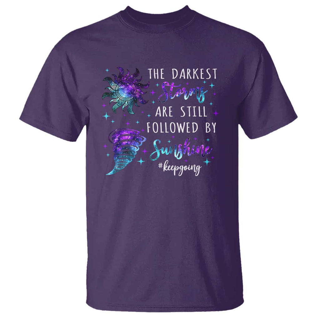 Suicide Prevention Awareness T Shirt The Darkest Storms Are Still Followed By Sunshine Keepgoing Semicolon TS11 Purple Print Your Wear