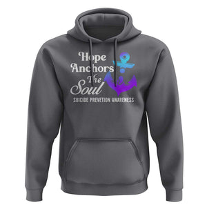 Suicide Prevention Awareness Hoodie Hope Anchors The Soul Teal And Purple Semicolon TS11 Charcoal Print Your Wear