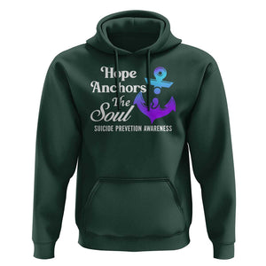 Suicide Prevention Awareness Hoodie Hope Anchors The Soul Teal And Purple Semicolon TS11 Dark Forest Green Print Your Wear