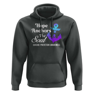 Suicide Prevention Awareness Hoodie Hope Anchors The Soul Teal And Purple Semicolon TS11 Dark Heather Print Your Wear