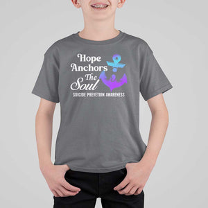 Suicide Prevention Awareness T Shirt For Kid Hope Anchors The Soul Teal And Purple Semicolon TS11 Charcoal Print Your Wear