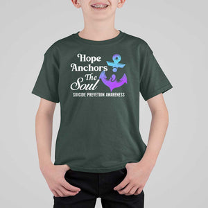 Suicide Prevention Awareness T Shirt For Kid Hope Anchors The Soul Teal And Purple Semicolon TS11 Dark Forest Green Print Your Wear