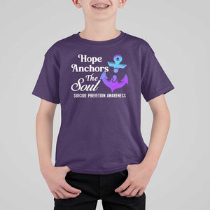 Suicide Prevention Awareness T Shirt For Kid Hope Anchors The Soul Teal And Purple Semicolon TS11 Purple Print Your Wear