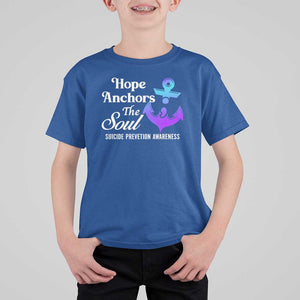 Suicide Prevention Awareness T Shirt For Kid Hope Anchors The Soul Teal And Purple Semicolon TS11 Royal Blue Print Your Wear