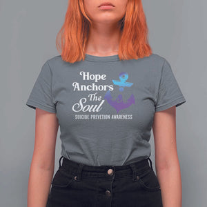 Suicide Prevention Awareness T Shirt For Women Hope Anchors The Soul Teal And Purple Semicolon TS11 Charcoal Print Your Wear