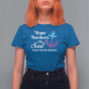 Suicide Prevention Awareness T Shirt For Women Hope Anchors The Soul Teal And Purple Semicolon TS11 Royal Blue Print Your Wear