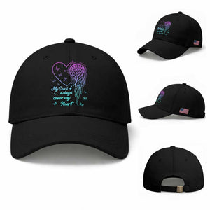 Suicide Prevention Awareness Baseball Cap My Son's Wings Cover My Heart Butterfly TS11 Baseball Cap Universal Fit Black Print Your Wear