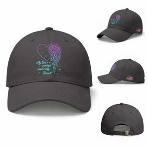 Suicide Prevention Awareness Baseball Cap My Son's Wings Cover My Heart Butterfly TS11 Baseball Cap Universal Fit Dark Gray Print Your Wear