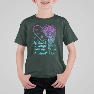 Suicide Prevention Awareness T Shirt For Kid My Son's Wings Cover My Heart Butterfly TS11 Dark Forest Green Print Your Wear