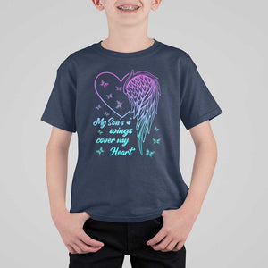 Suicide Prevention Awareness T Shirt For Kid My Son's Wings Cover My Heart Butterfly TS11 Navy Print Your Wear