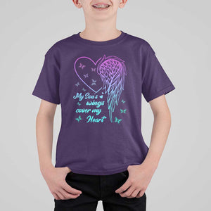 Suicide Prevention Awareness T Shirt For Kid My Son's Wings Cover My Heart Butterfly TS11 Purple Print Your Wear