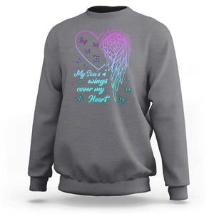 Suicide Prevention Awareness Sweatshirt My Son's Wings Cover My Heart Butterfly TS11 Charcoal Print Your Wear