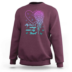 Suicide Prevention Awareness Sweatshirt My Son's Wings Cover My Heart Butterfly TS11 Maroon Print Your Wear