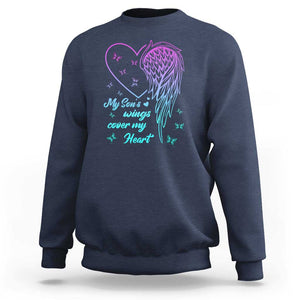 Suicide Prevention Awareness Sweatshirt My Son's Wings Cover My Heart Butterfly TS11 Navy Print Your Wear