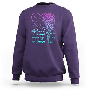 Suicide Prevention Awareness Sweatshirt My Son's Wings Cover My Heart Butterfly TS11 Purple Print Your Wear