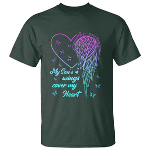 Suicide Prevention Awareness T Shirt My Son's Wings Cover My Heart Butterfly TS11 Dark Forest Green Print Your Wear