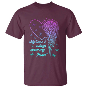 Suicide Prevention Awareness T Shirt My Son's Wings Cover My Heart Butterfly TS11 Maroon Print Your Wear