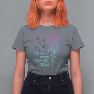 Suicide Prevention Awareness T Shirt For Women My Son's Wings Cover My Heart Butterfly TS11 Charcoal Print Your Wear