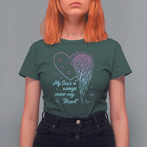 Suicide Prevention Awareness T Shirt For Women My Son's Wings Cover My Heart Butterfly TS11 Dark Forest Green Print Your Wear