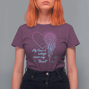 Suicide Prevention Awareness T Shirt For Women My Son's Wings Cover My Heart Butterfly TS11 Maroon Print Your Wear