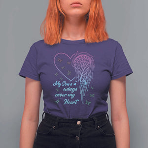 Suicide Prevention Awareness T Shirt For Women My Son's Wings Cover My Heart Butterfly TS11 Purple Print Your Wear