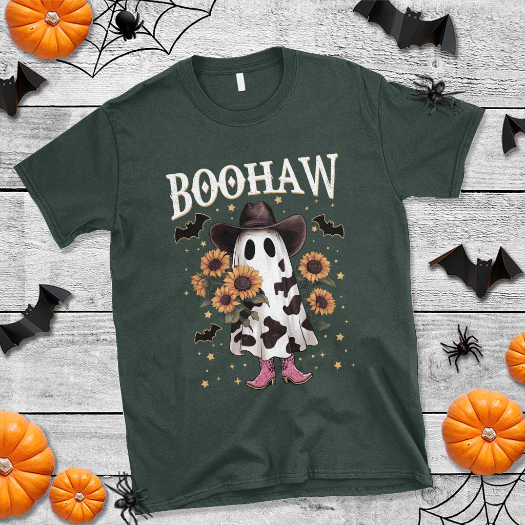 Funny Boohaw Halloween Western Cowboy Ghost T Shirt TS11 Dark Forest Green Print Your Wear