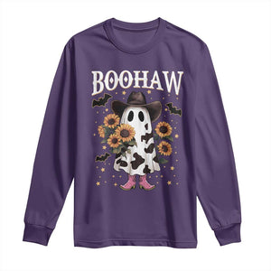 Funny Boohaw Halloween Western Cowboy Ghost Long Sleeve Shirt TS11 Purple Print Your Wear
